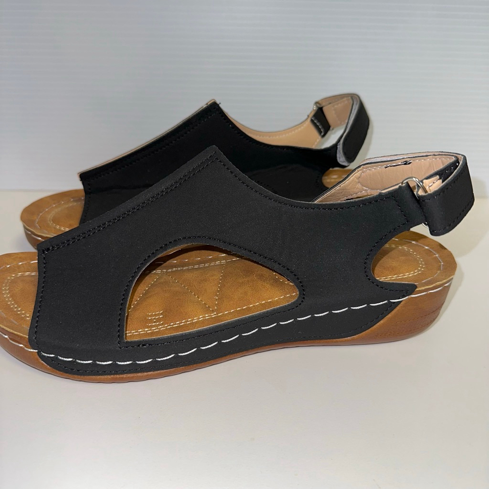 Summer Womens NWOT Comfortable Lightweight Sandals Black Tan Walking (43) 11/12 - Picture 9 of 16